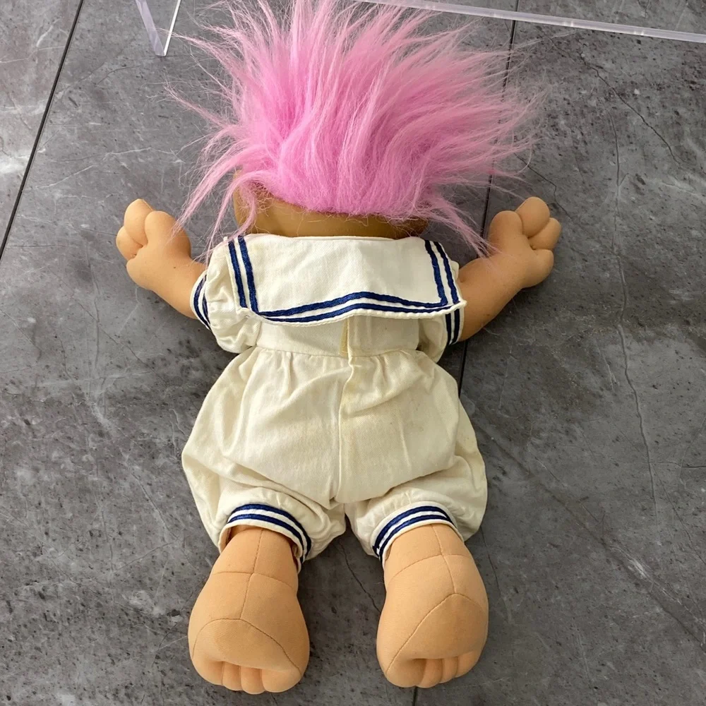 Vintage 80s 1991 Treasure Trolls Troll‎ Doll Pink Hair Haunted Look Sailor Girl